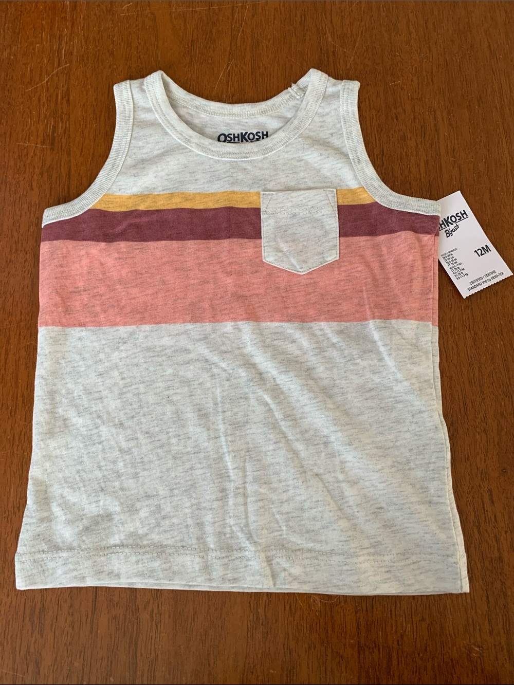 🍊5/$25 OshKosh B'gosh Cream Tank with Pink, Maroon & Gold Stripes
